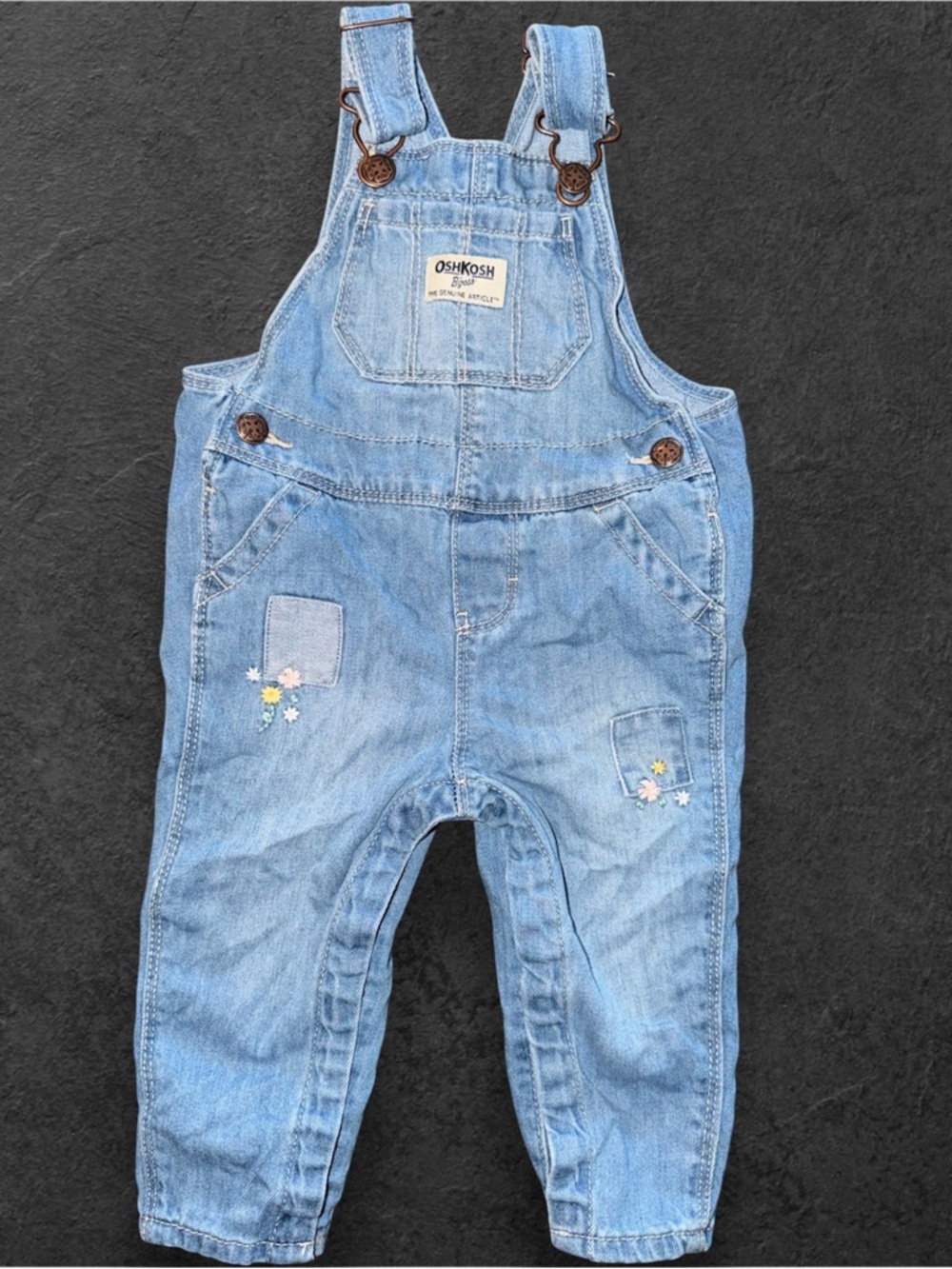 OshKosh B’gosh Denim Overalls 9M Baby Light Wash Classic Y2K Style